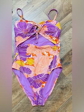 Roxy Floral One-Piece Swim - Purple, Pink & Orange